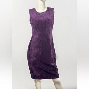 Calvin Klein Purple Faux Suede Sheath Dress Size 10 Knee Length Cocktail Work